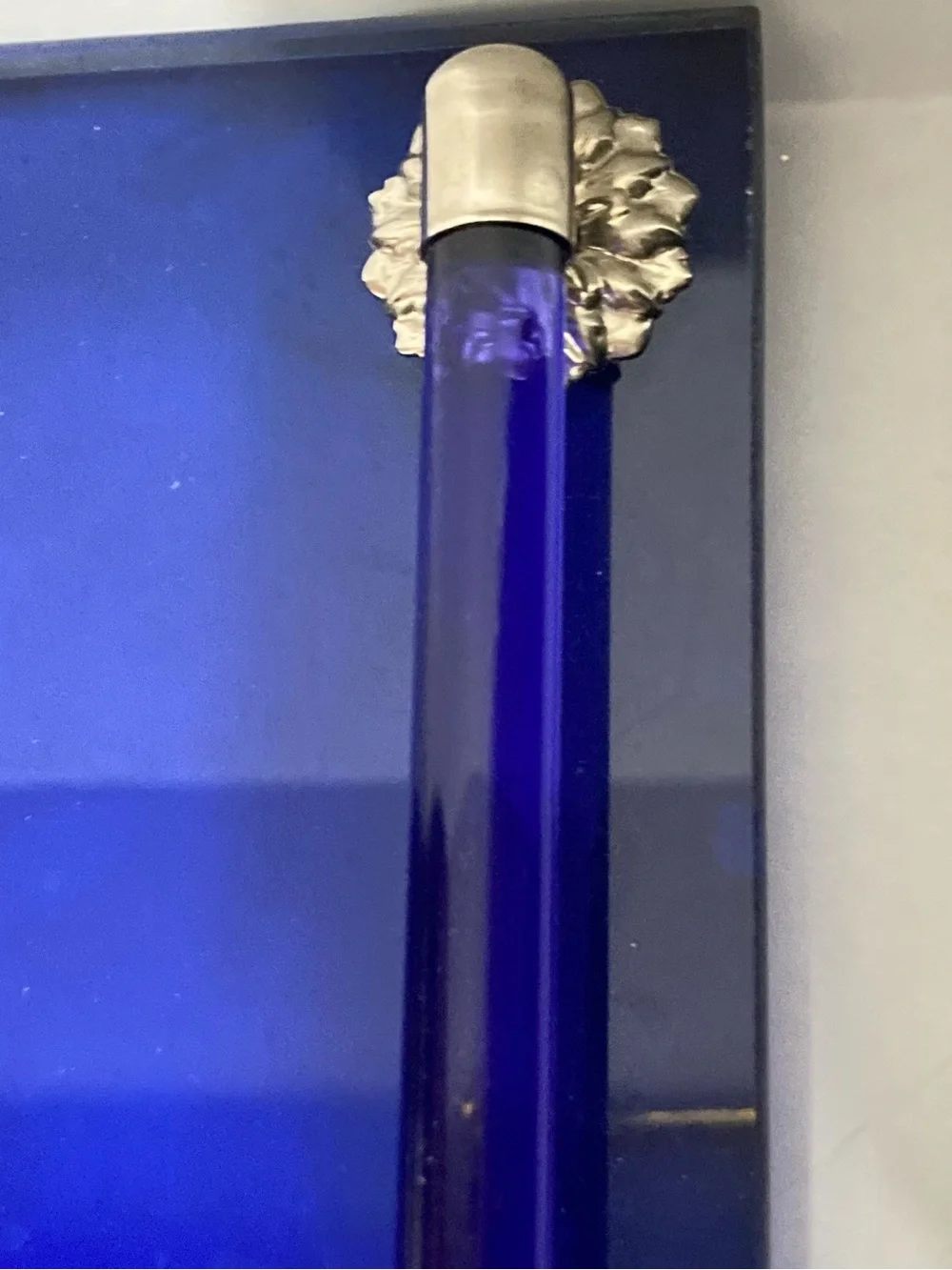 Vintage AVON “Moonwind” Cobalt Blue Vanity Tray with Silver Accent